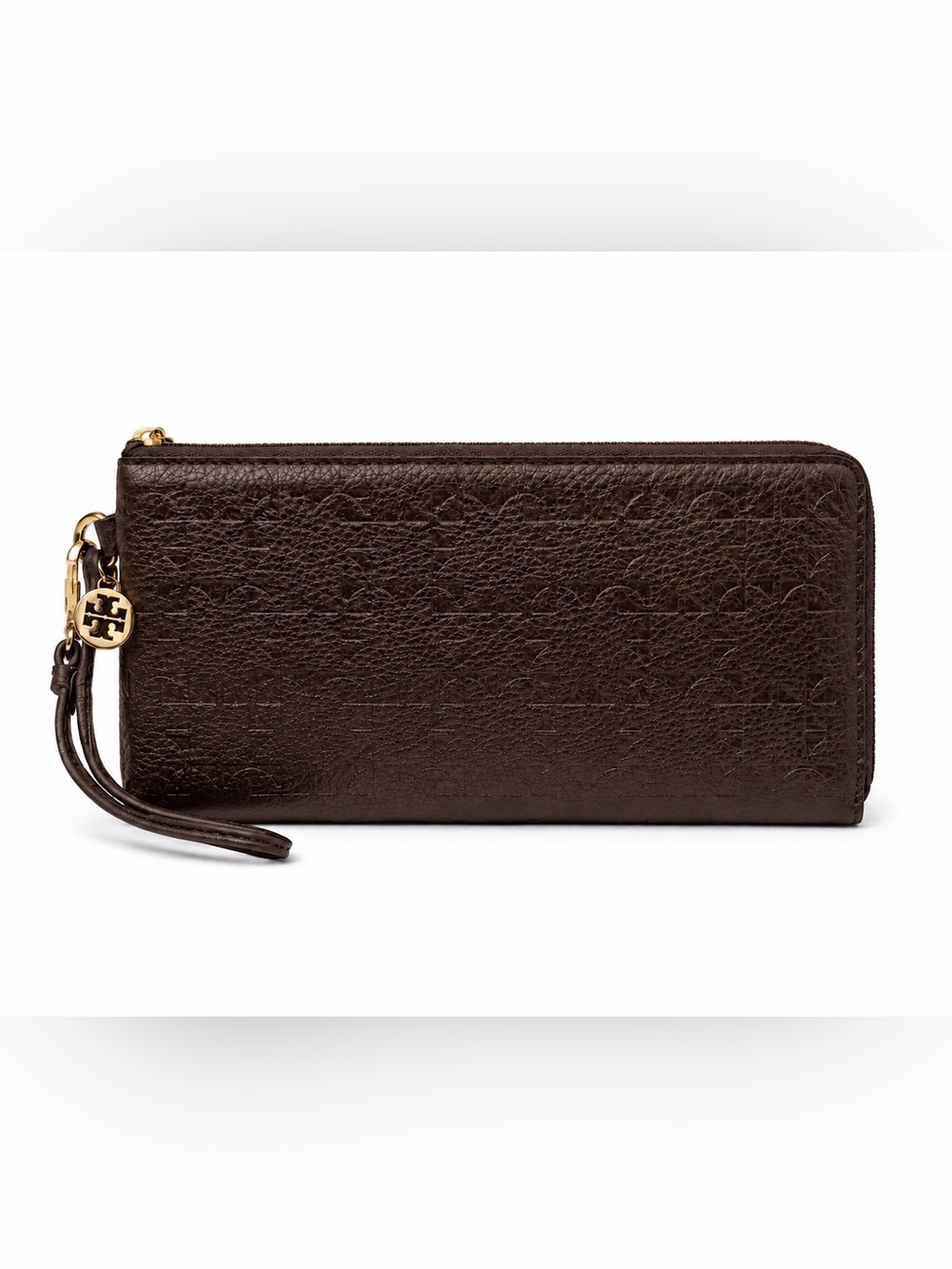 Vintage Liz Claiborne Brown Leather Wristlet Zip Around Wallet Clutch